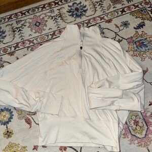 Cream lulu cropped half zip